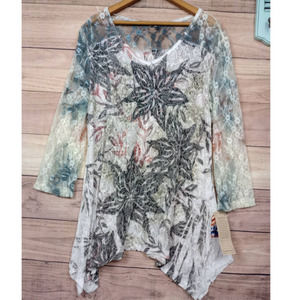 Cactus NASHVILLE ASYMMETRICAL HEM TUNIC RHINESTONE TOP NWT LARGE